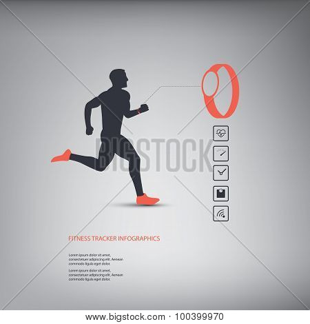 fitness tracker or smart watch wearable technology infographics with fitnus poster