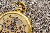foto of watch  - Antique mechanical pocket watch on silver nuggets - JPG 