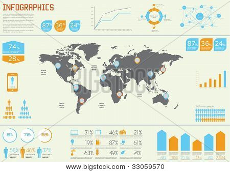 Picture or Photo of Vector Set elements of infographics. World Map and Information Graphics