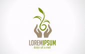 foto of business concept  - Hands holding plant abstract logo template - JPG 