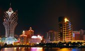 picture of bridge  - Macao cityscape with famous landmark of casino skyscraper and bridge - JPG 