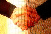 pic of handshake  - handshake closeup on the glass building background - JPG 