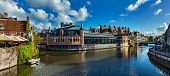 foto of buildings  - Ghent canal and medieval building - JPG 
