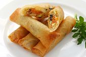 stock photo of roll  - Fried Chinese Traditional Spring rolls - JPG 