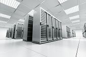 image of cgi  - 3d rendering of a server room with white servers - JPG 