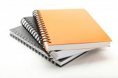 stock photo of notebook  - stack of ring binder book or notebook isolated on white - JPG 