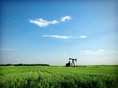 picture of blue sky  - Cereal field and pump - JPG 