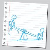 foto of teeter  - Drawing of a kids on teeter - JPG 
