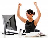 picture of tech  - Successful business woman with arms up  - JPG 
