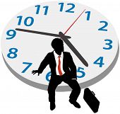 picture of wait  - Business man sits on clock waiting for late appointment or taking break - JPG 