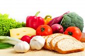 foto of food  - Assorted healthy food on white background close up - JPG 