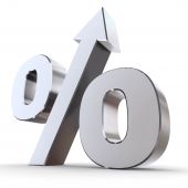 picture of percentage  - shiny metal percentage symbol with an arrow up - JPG 
