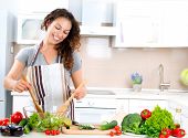 foto of food  - Young Woman Cooking - JPG 