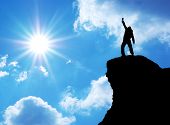 picture of victory  - Man on top of mountain - JPG 