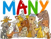 stock photo of dog  - cartoon illustration with many cats and dogs - JPG 