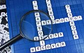 picture of psychology  - Psychology related words and magnifying glass on game board - JPG 