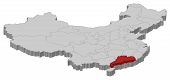 pic of map  - Political map of China with the several provinces where Guangdong is highlighted - JPG 