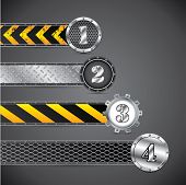 image of industrial  - Metallic industrial gradation labels on dark background - JPG 