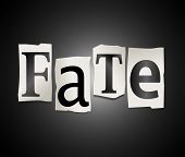 stock photo of outcome  - Illustration depicting cutout printed letters arranged to form the word fate - JPG 