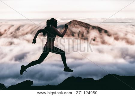 Poster: Trail runner athlete silhouette running