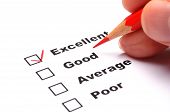 stock photo of tickbox  - satisfaction survey showing marketing concept to improve sales - JPG 