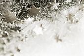 stock photo of glisten  - Silver sparkling stars on a white glistening background - JPG 