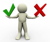 foto of render  - 3d render of man with correct and wrong symbols - JPG 