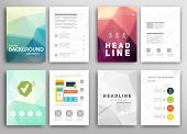 Set of Flyer, Brochure Design Templates. Geometric Triangular Abstract Modern Backgrounds.