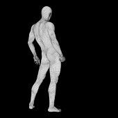 picture of wireframe  - 3D human or male made of white wireframe or mesh - JPG 