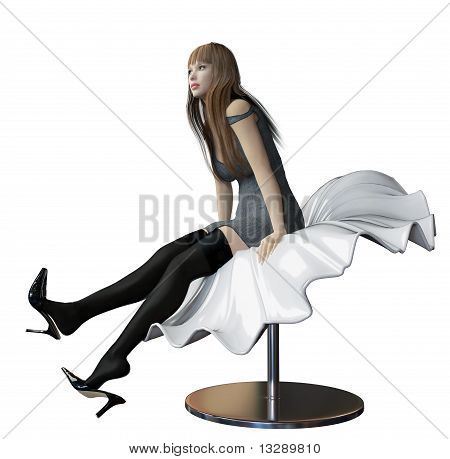 sexy white woman whit black high heels shoes short skirt or robe and