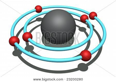 3D+Carbon+Atom Picture or Photo of 3d illustration of carbon atom on white background