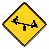 stock photo of seesaw  - Children on seesaw playground sign - JPG 