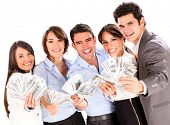 foto of money  - Successful business group with lots of money  - JPG 