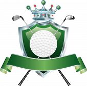 picture of golf  - vector illustration of the shield with golf ball - JPG 