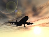 foto of sunset  - Concept or conceptual black plane - JPG 