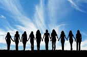 foto of pals  - Silhouette of ten young women - JPG 