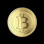 image of currency  - Golden Bitcoin coin  - JPG 