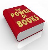 foto of education  - A red book cover with the title words The Power of Books to illustrate the importance of reading and gaining knowledge through learning - JPG 