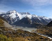 picture of valley  - The Hooker river and Valley in New Zealand - JPG 