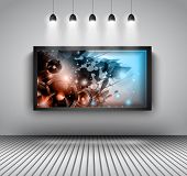 stock photo of spotlight  - Modern interior art gallery frame design with spotlights - JPG 