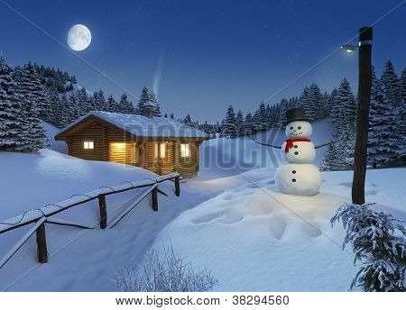 log cottage in a winter christmas scene poster id 38294560 winter christmas images