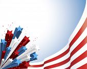 picture of burst  - Patriotic Red and White Flag with three dimensional shaded star burst - JPG 
