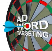 stock photo of bond  - The words Ad Targeting with a dart in the middle of Word to symbolize online pay - JPG 