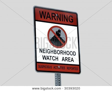 Picture or Photo of Neighborhood crime watch sign at residential district Georgia, USA.