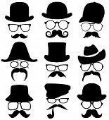 stock photo of man  - 9 portraits of man with a mustache and a hat  - JPG 