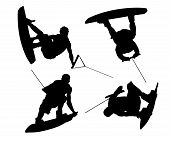 picture of wake  - Siloettes of Athlete doing wake board tricks - JPG 