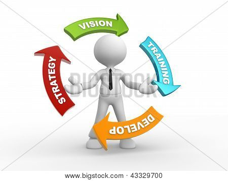 Picture or Photo of 3d people - man person with a arrow. Strategy develop vision training