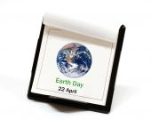 image of earth  - Earth day date on a desktop calendar - JPG 