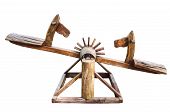 picture of seesaw  - Old  wooden seesaw isolated on white background - JPG 