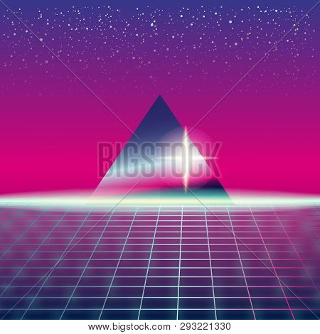 Poster: Synthwave Retro Futuristic Landscape With